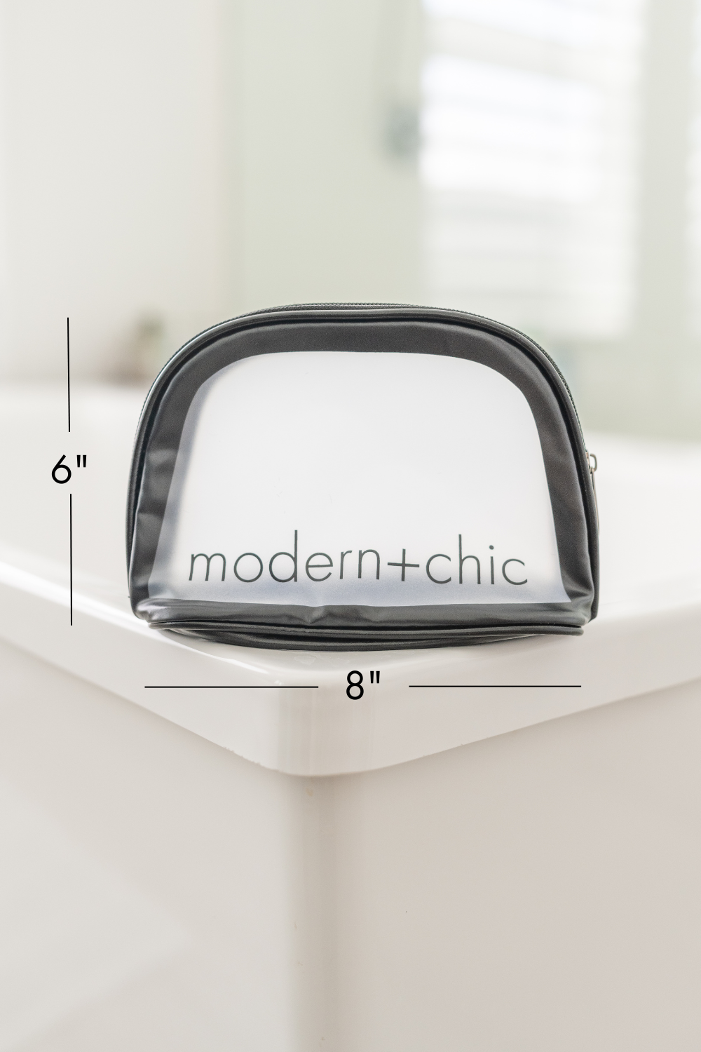 A dome-shaped clear cosmetic bag.