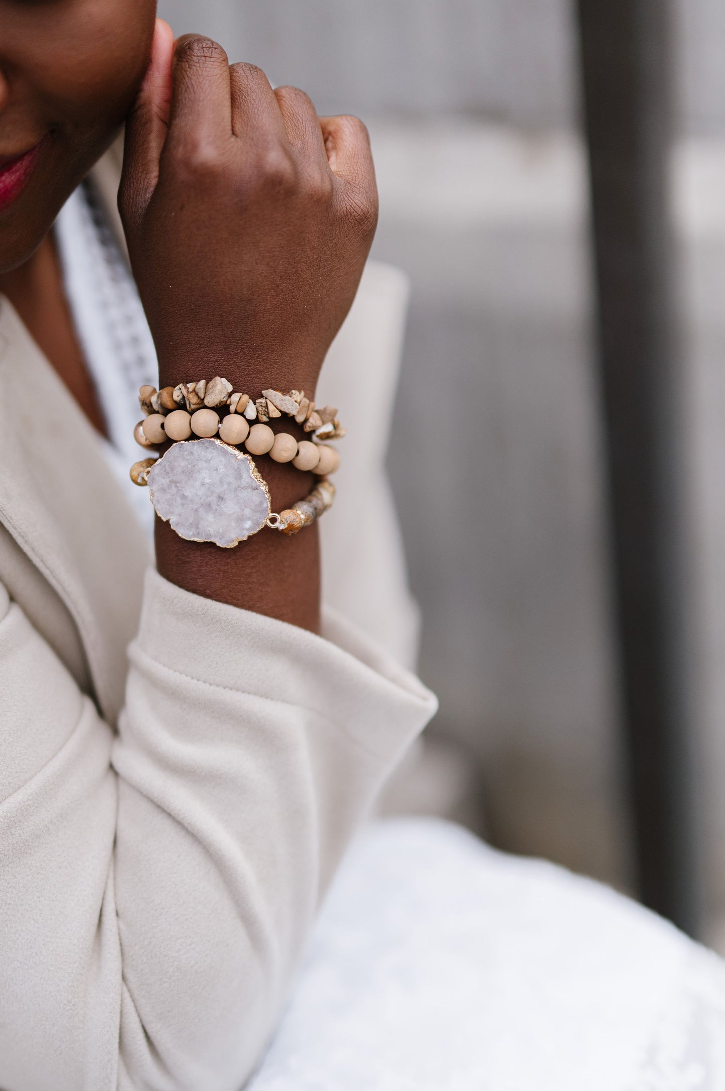 Mari 3-piece Druzy Bracelet Stack - Final Sale