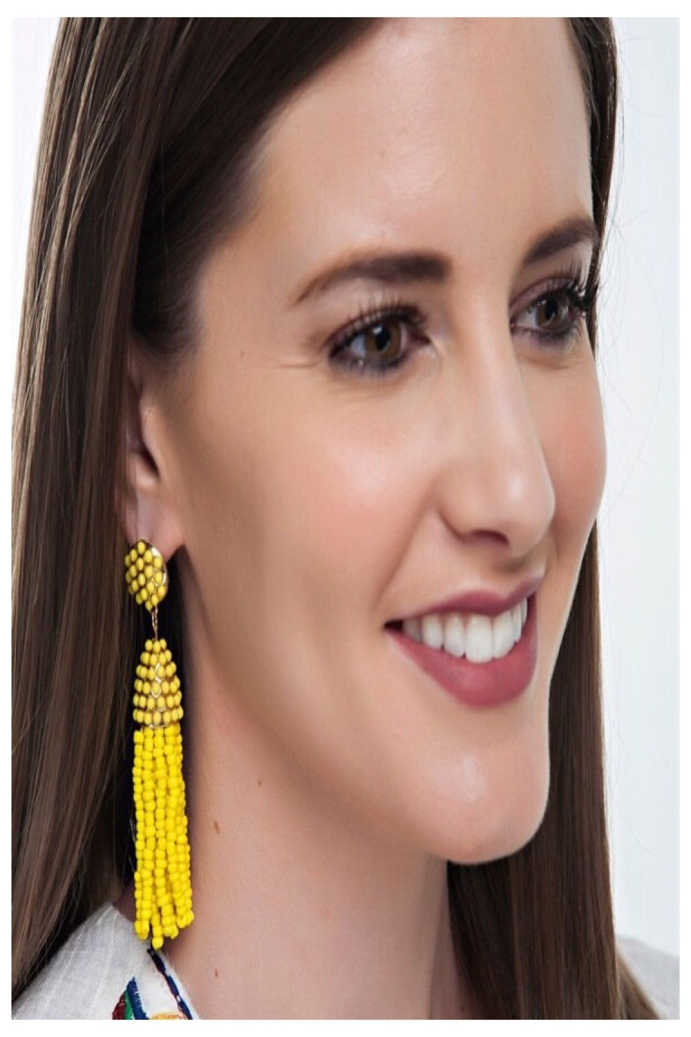 earrings for modern dress Tassel Seed Bead Earrings - Final Sale yellow