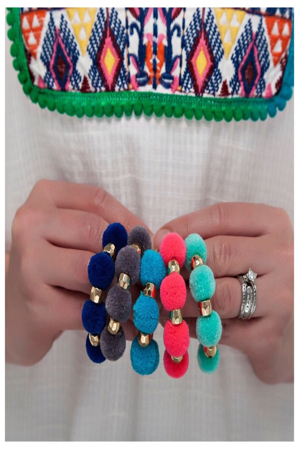 Miley Pom Pom Hoop Earrings - Final Sale