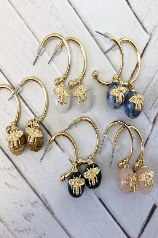 Bumblebee Marble Earrings - Final Sale