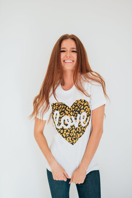 Mina Leopard Heart Tee - Final Sale