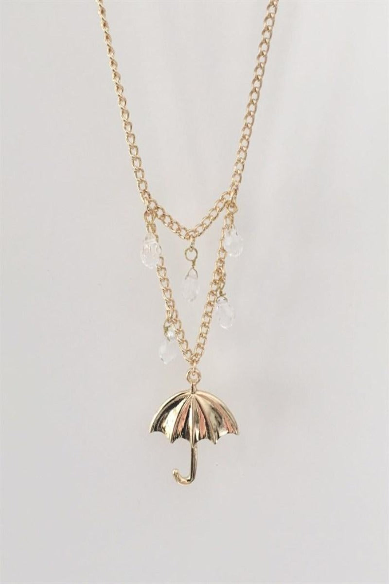 Raindrops and Umbrella Necklace - Final Sale