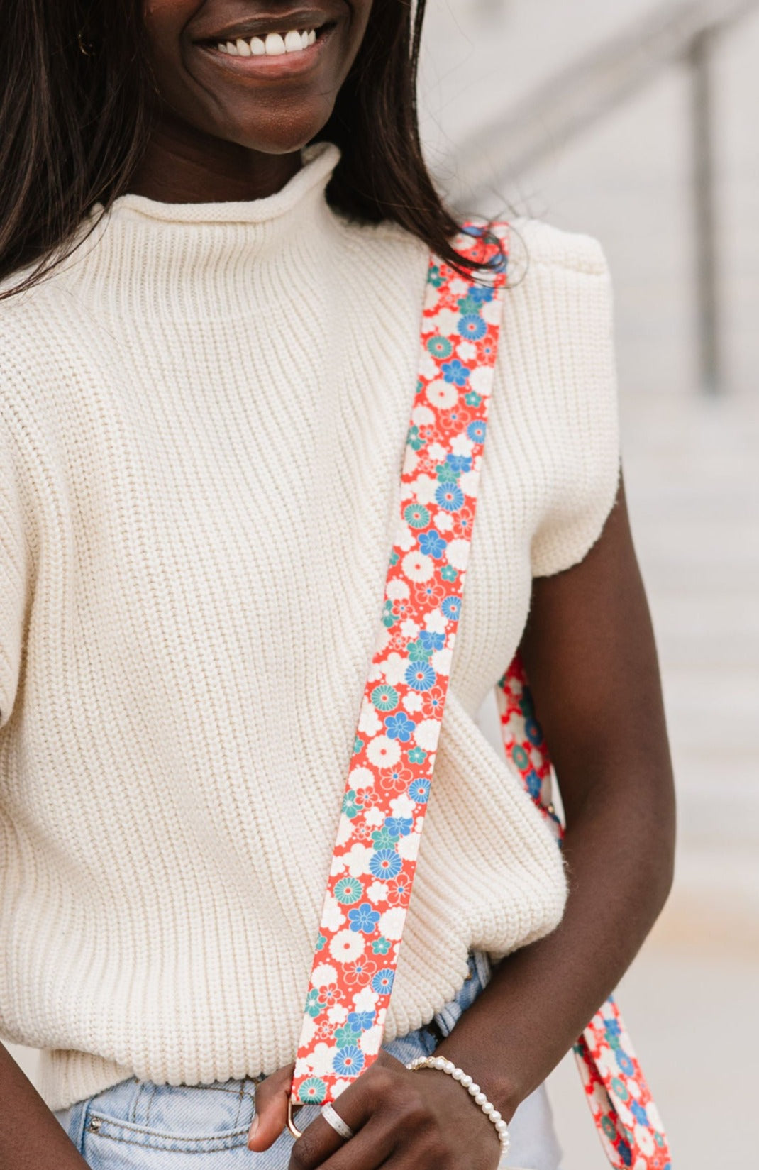 Fendi Grey Multicolor Leather Flower Strap You Shoulder