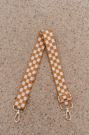 lizzie adjustable checkered bag strap