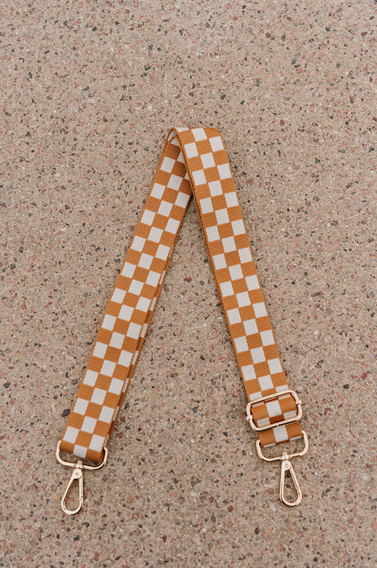 lizzie adjustable checkered bag strap