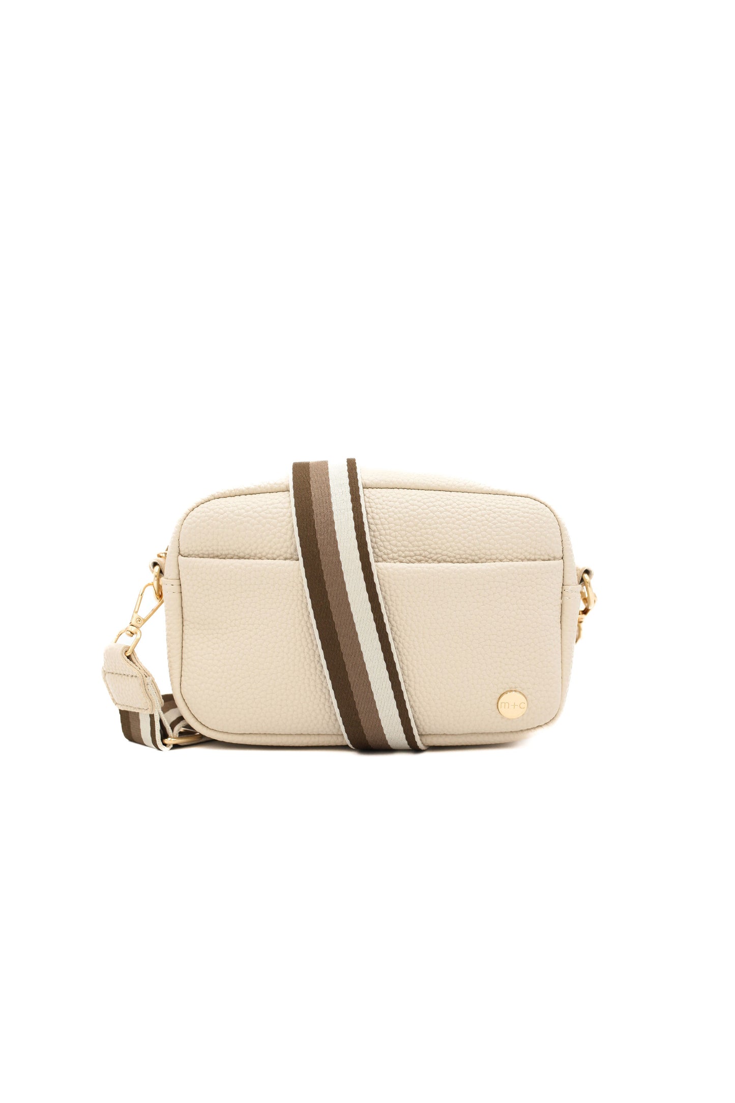 A cream Modern+Chic Willow Vegan Leather Convertible Crossbody Bag on a white background. 