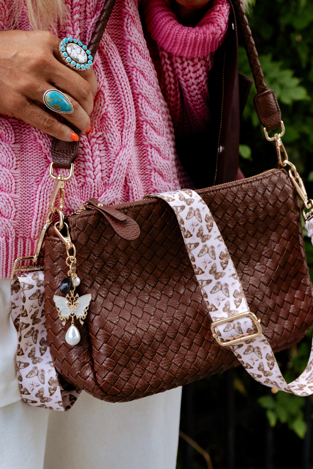 Blush Butterfly Adjustable Bag Strap