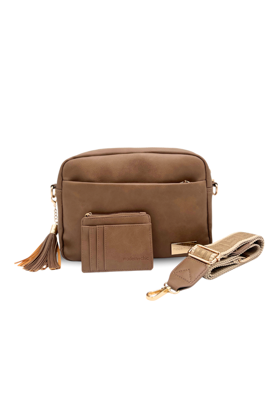 Modern+Chic Alice Crossbody Bag: Vegan Leather Bag, Key Leash & Wallet