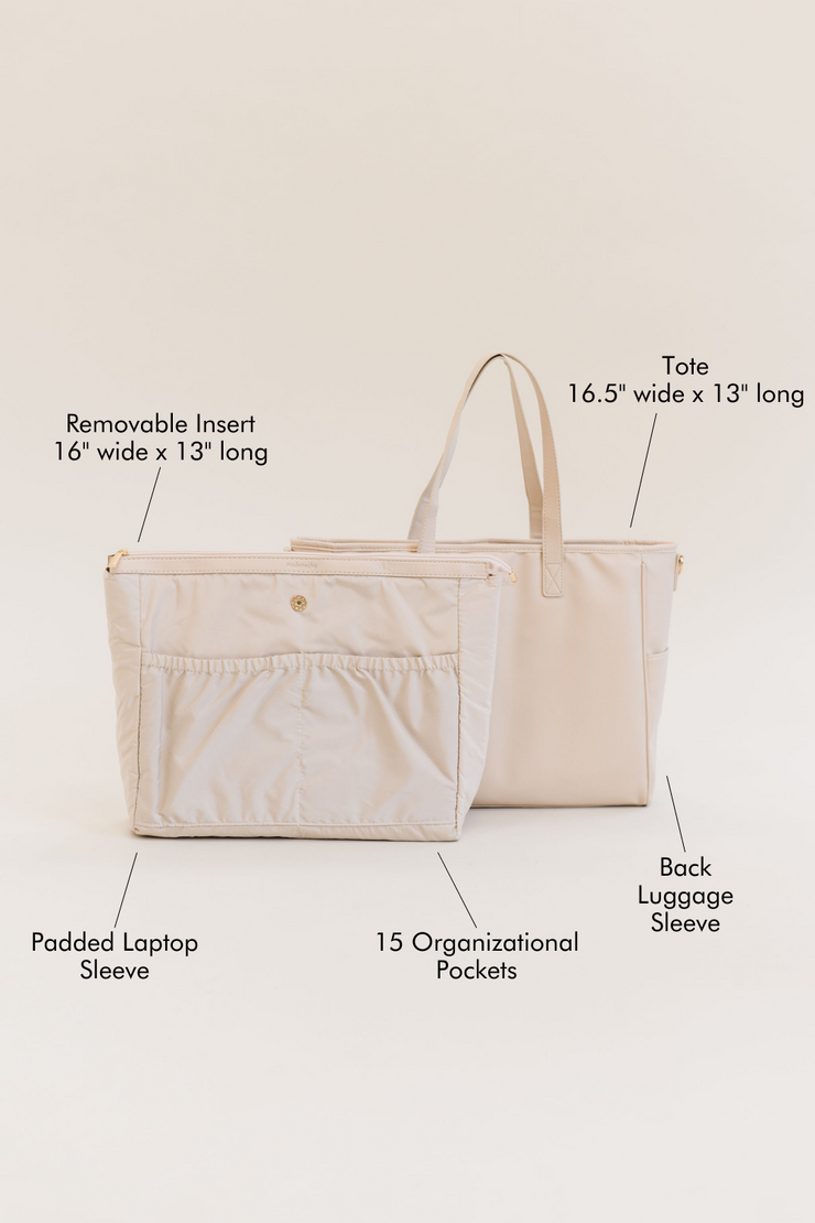 A cream tote and matching insert.
