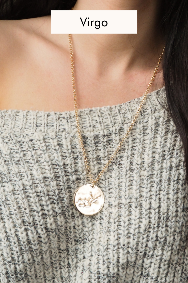 birth constellation stamped disc necklaces - final sale