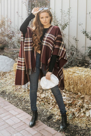 plaid ruana with open sleeves | 3 colors - final sale