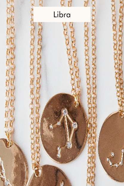 Birth Constellation Stamped Disc Necklaces - Final Sale