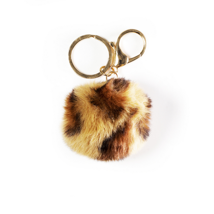 Leopard print 2025 pom pom keyring