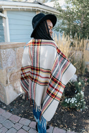 plaid ruana with open sleeves - final sale