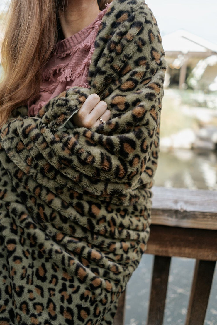 sadie leopard print blanket - final sale