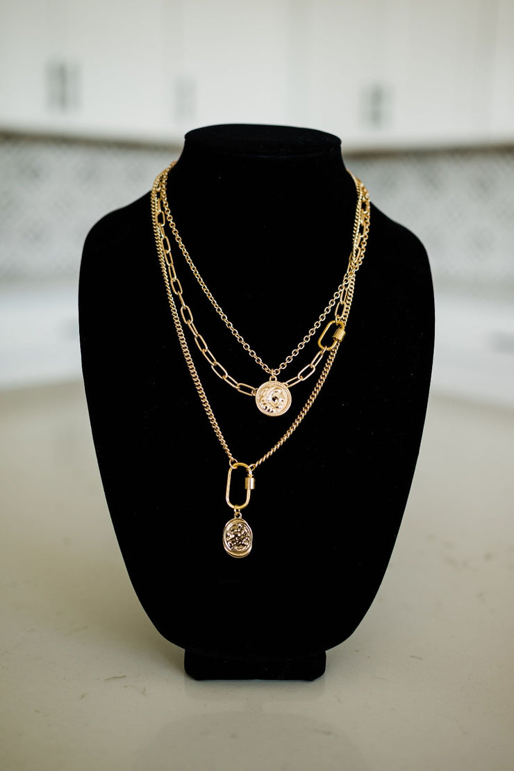 vera triple chain + coin necklace