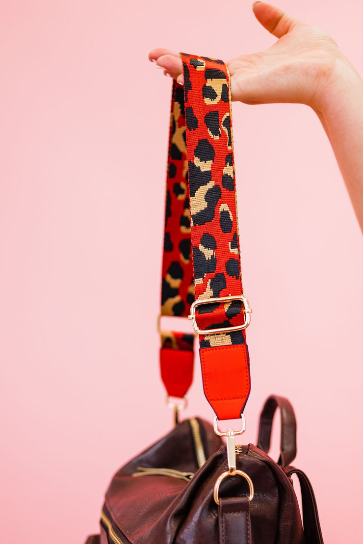 Kris Leopard Print Adjustable Bag Strap Red Leopard - Modern and Chic Boutique
