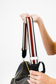 vera adjustable striped bag strap