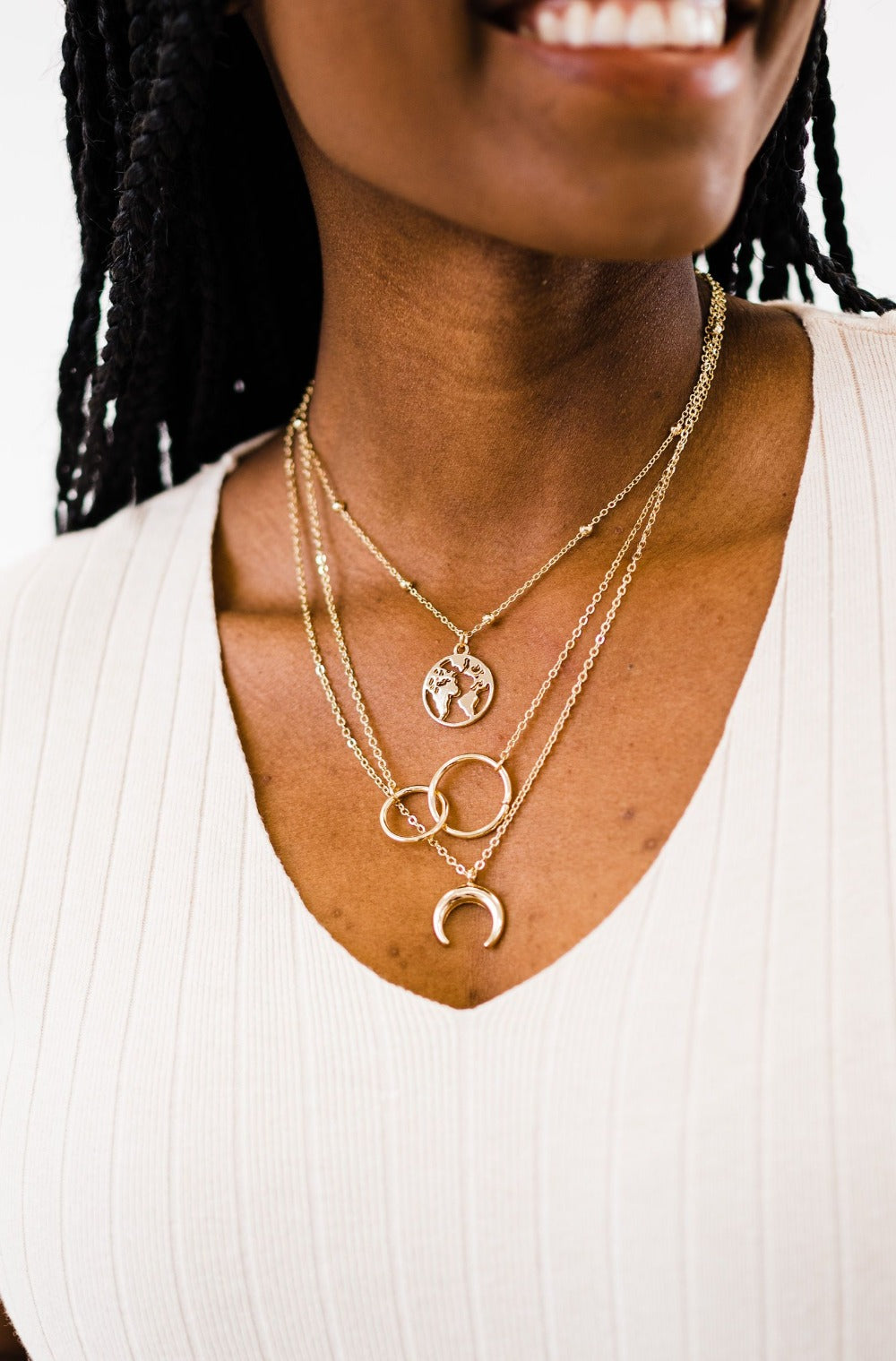 Gaia Earth Charm Layered Necklace - Final Sale