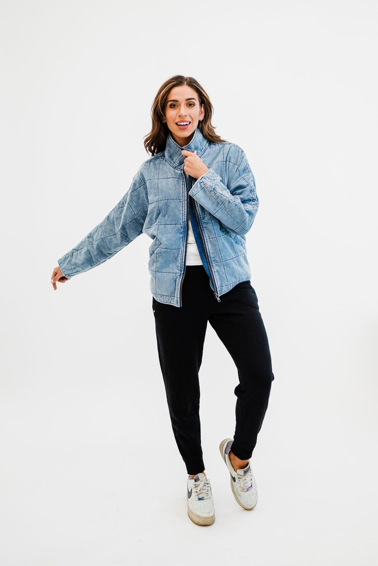 carly quilted denim jacket - final sale