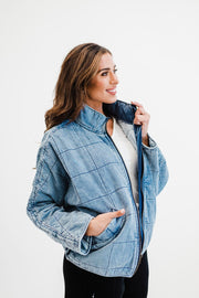 carly quilted denim jacket - final sale