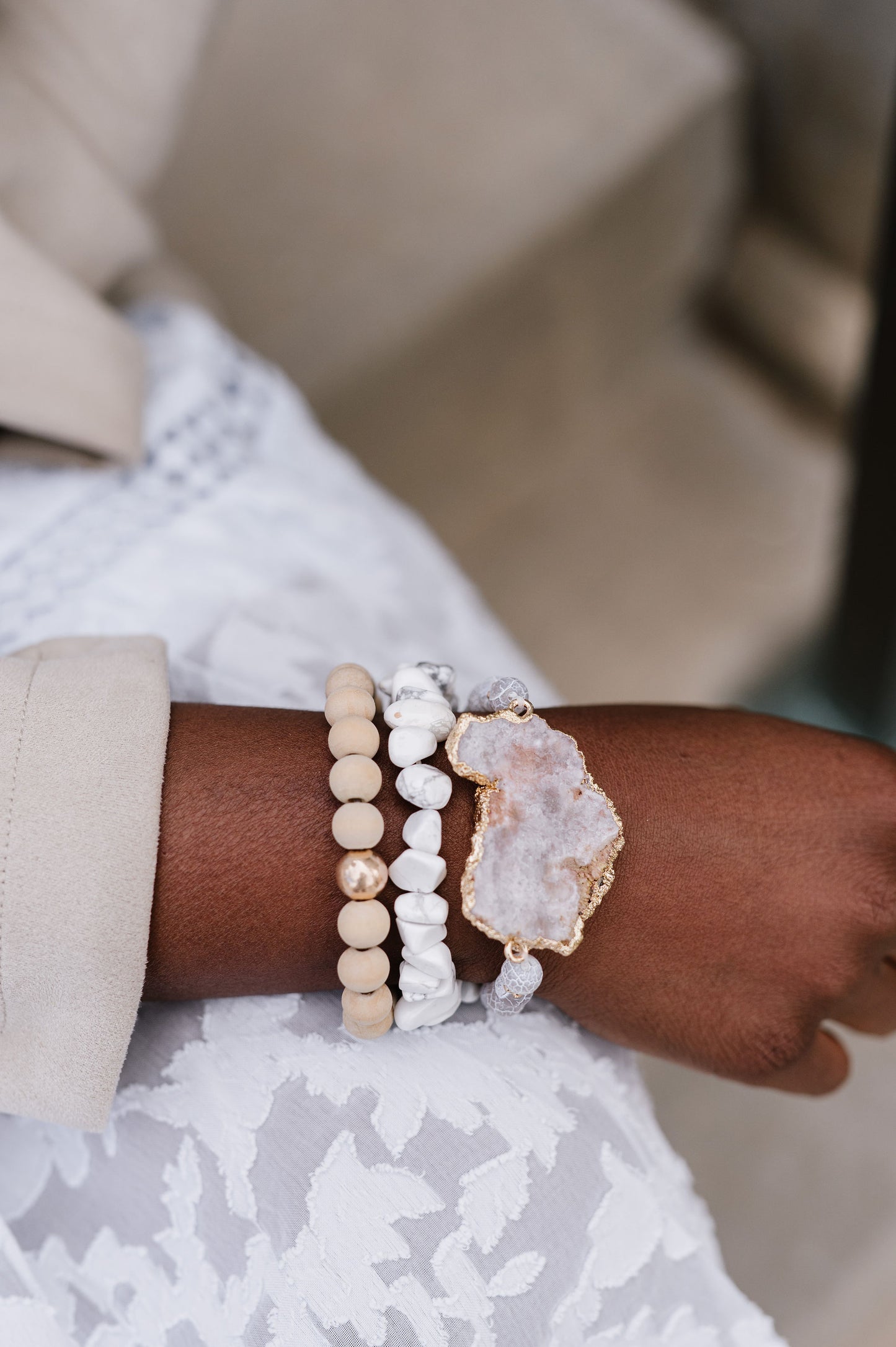 Mari 3-piece Druzy Bracelet Stack - Final Sale