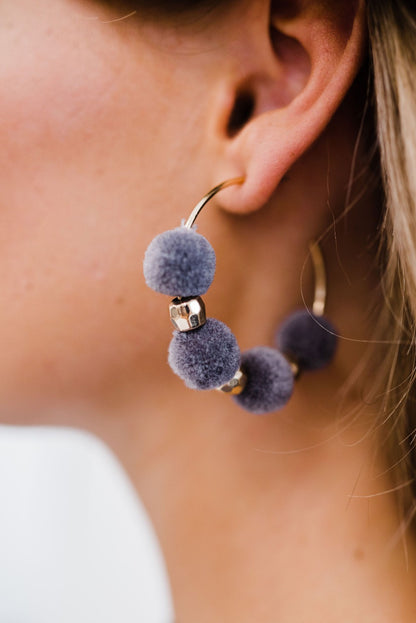 Miley Pom Pom Hoop Earrings - Final Sale