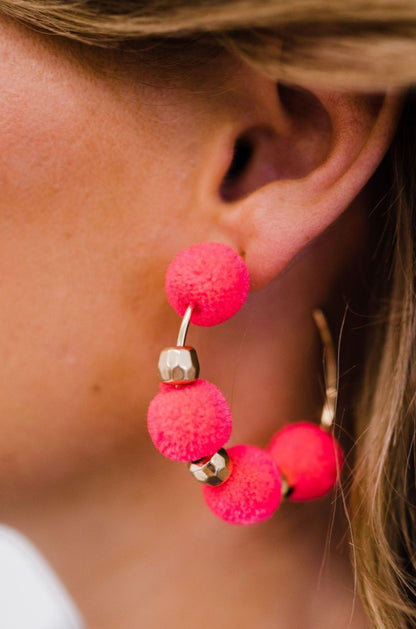 Miley Pom Pom Hoop Earrings - Final Sale