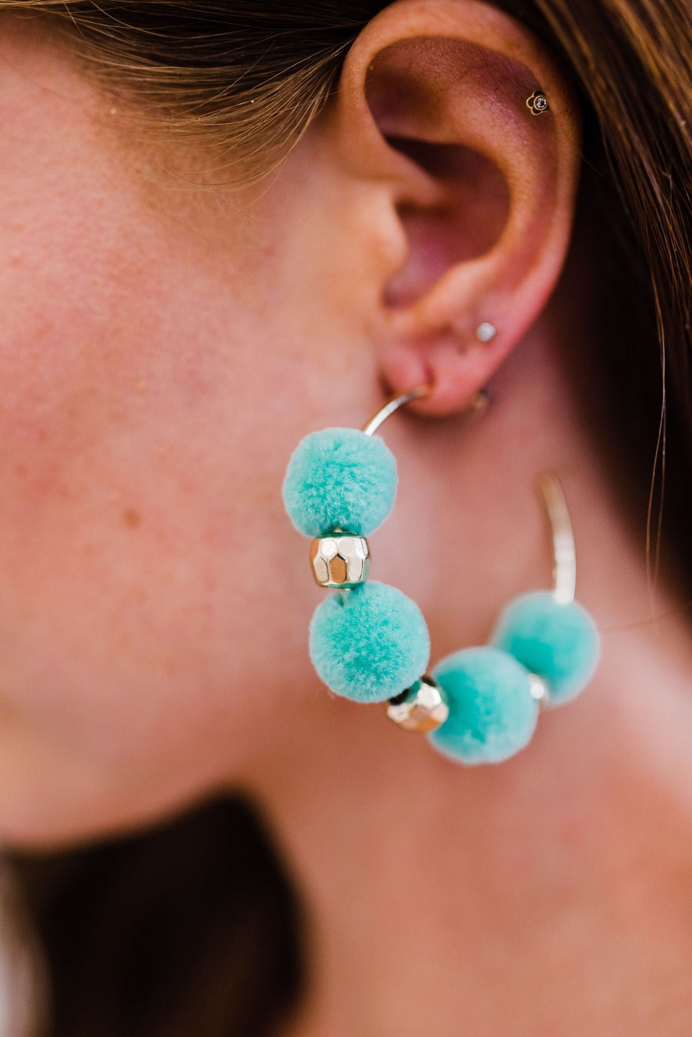 Tiny Open Turquoise Hoop Earrings - selling Malu