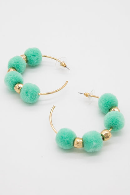 Miley Pom Pom Hoop Earrings - Final Sale