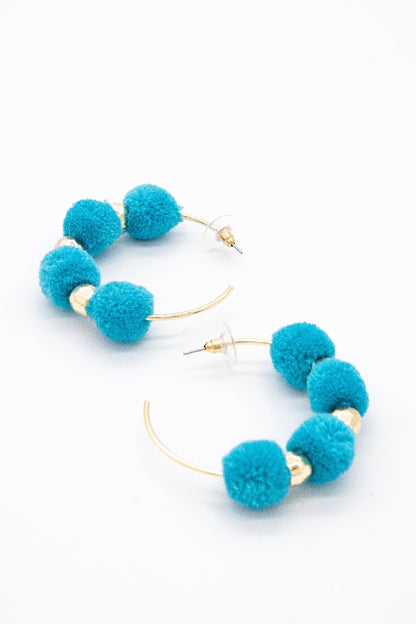 Miley Pom Pom Hoop Earrings - Final Sale