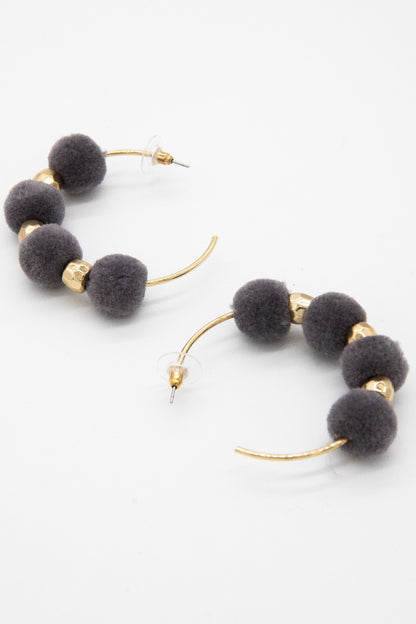 Miley Pom Pom Hoop Earrings - Final Sale