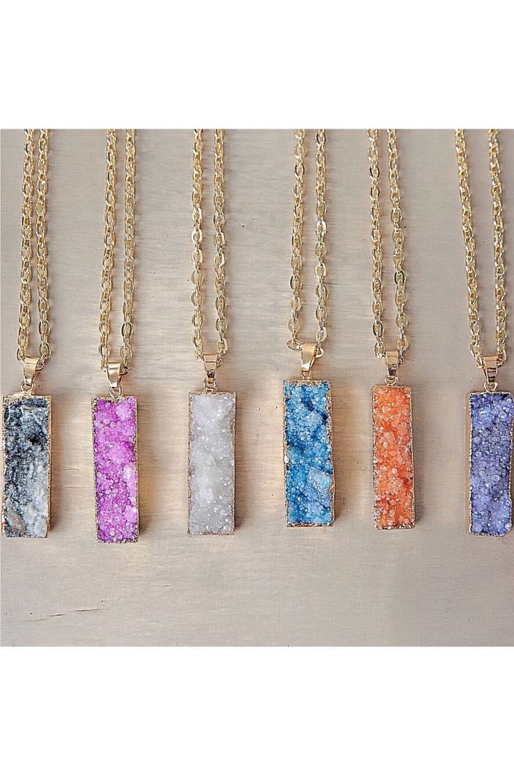 Colorful Druzy Stone Bar Necklaces