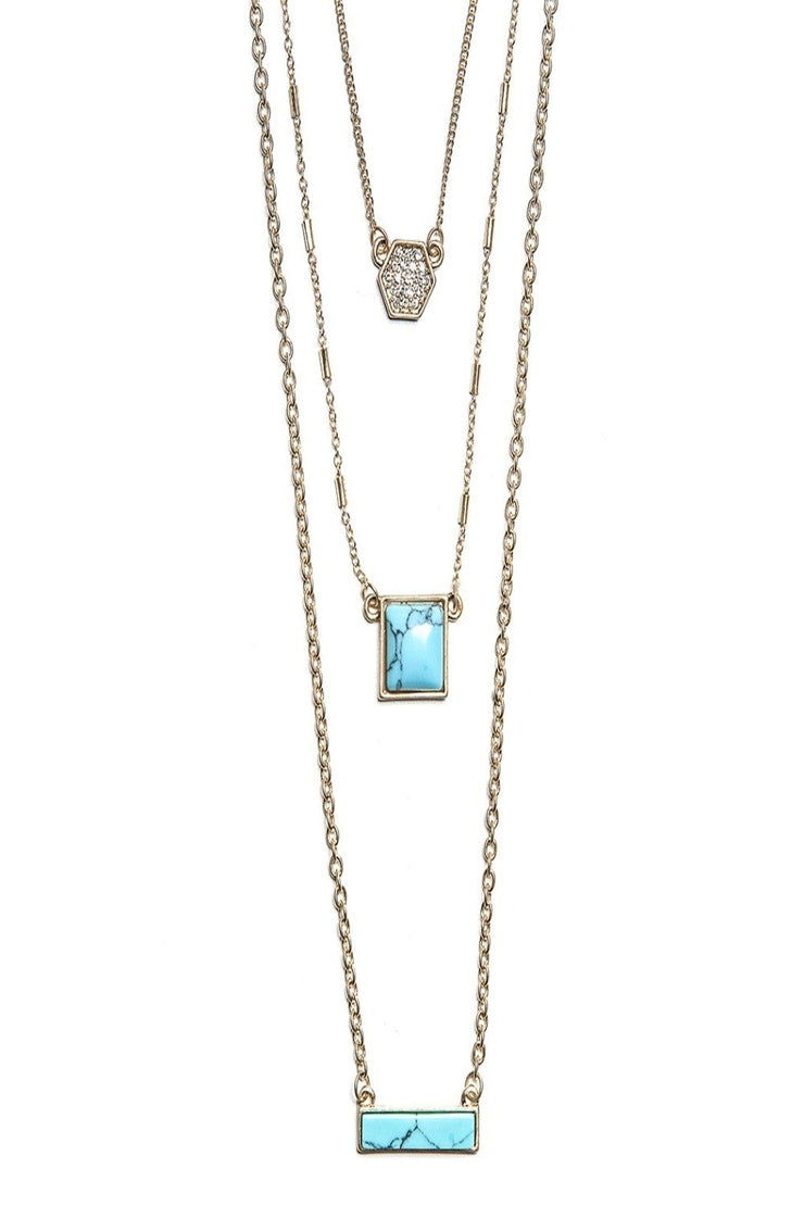 Emma layered delicate stones necklace in turqouise - Final Sale