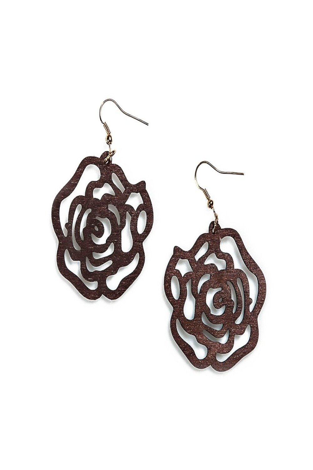 Alexa Wooden Flower Cutout Earrings - Final Sale