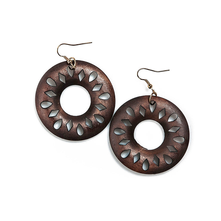 Madelyn Wooden Sunburst Earrings - Final Sale