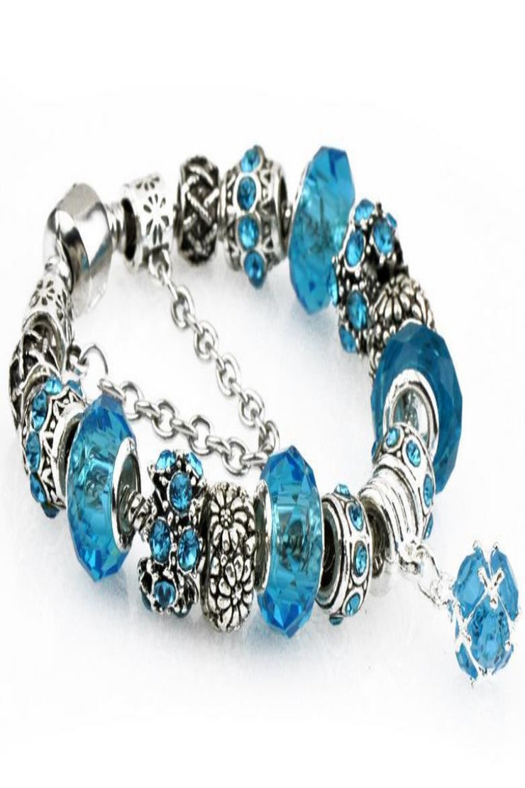 Turquoise Shamballa Bead and Charm Bracelet - Final Sale