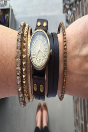 Vintage Leather Wrap Watch - Final Sale