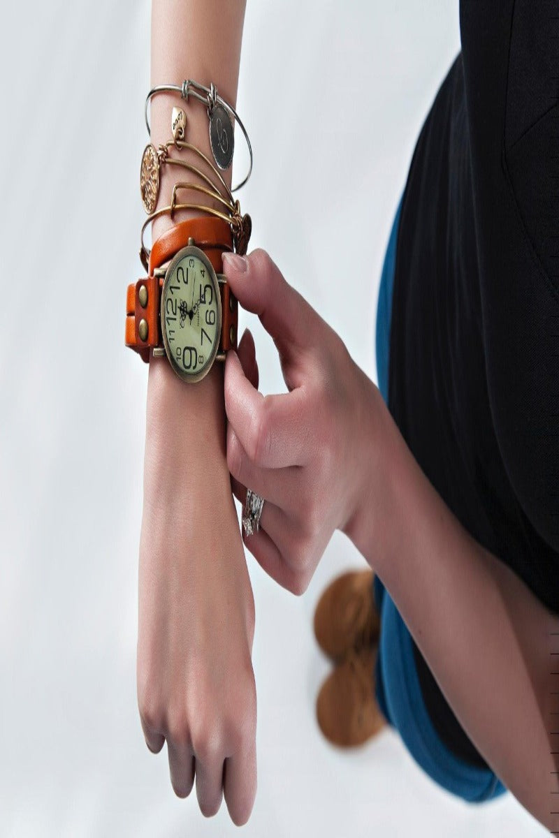 Leather wrap watches outlet
