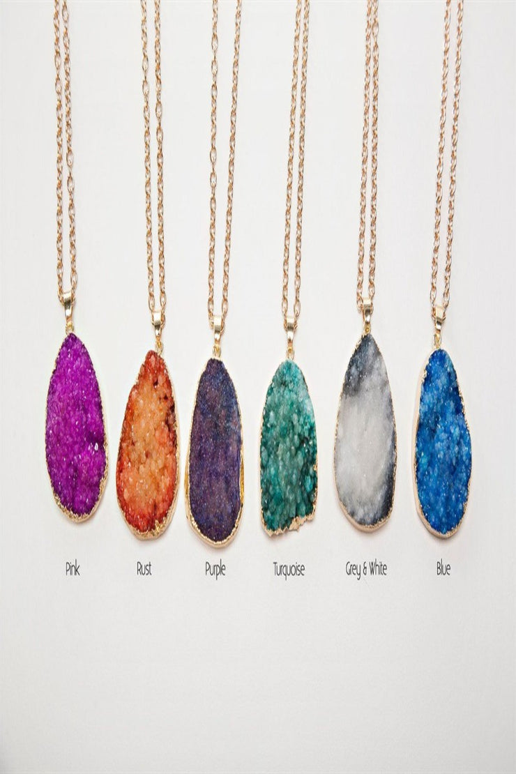 Colorful Druzy Stone Necklaces - Final Sale