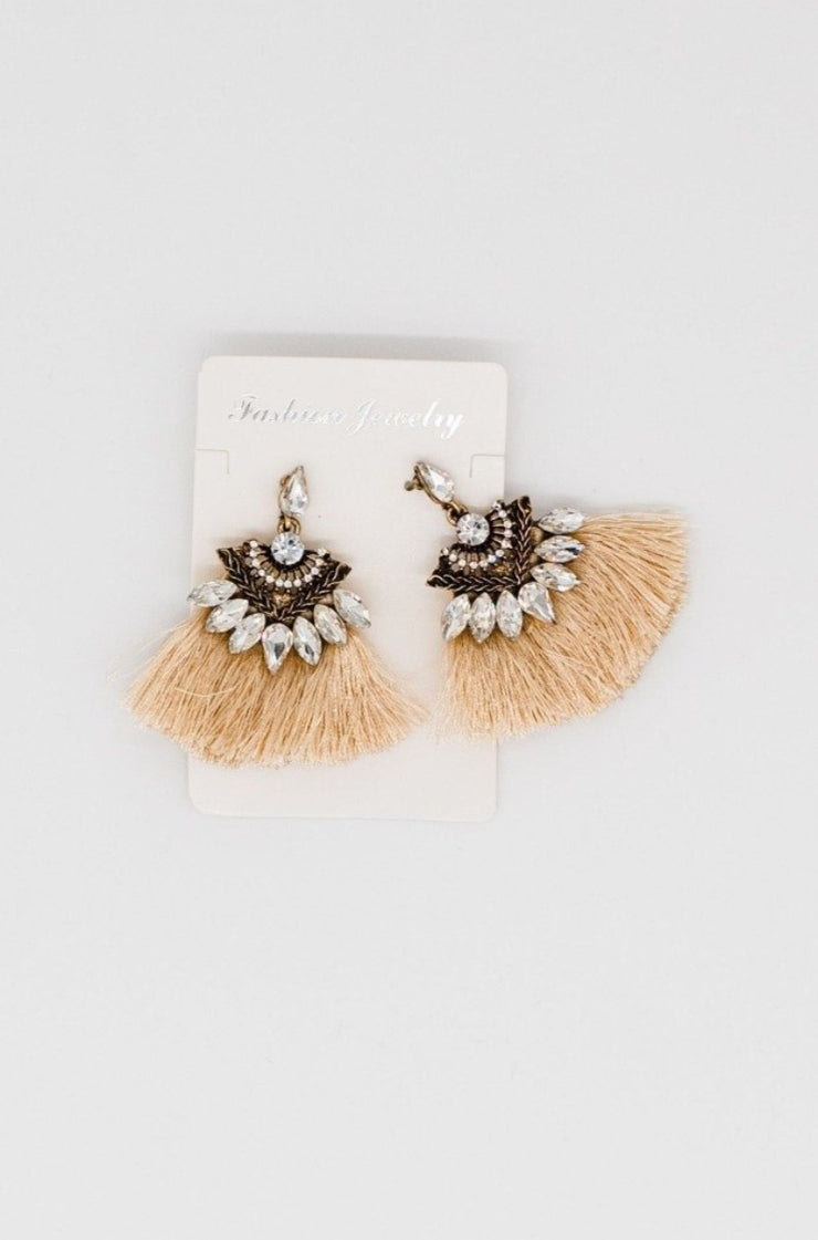 Natalia Tassel + Rhinestone Earrings - Final Sale