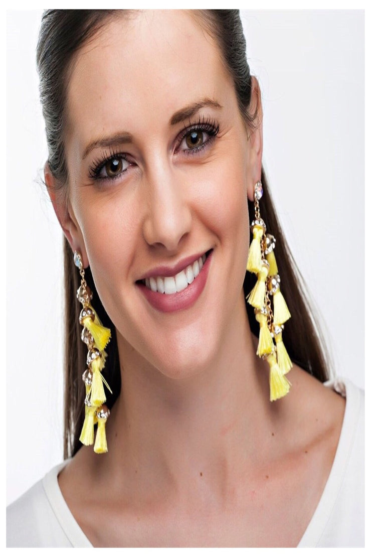 tassel and rhinestone statement earrings - final sale