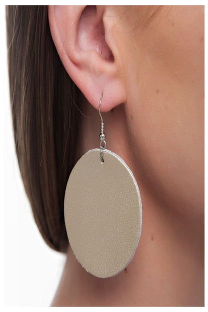 Simple Circle and Drop Vegan Leather Earrings - Final Sale