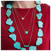 Marble Stone and Pave Tri Layer Necklace