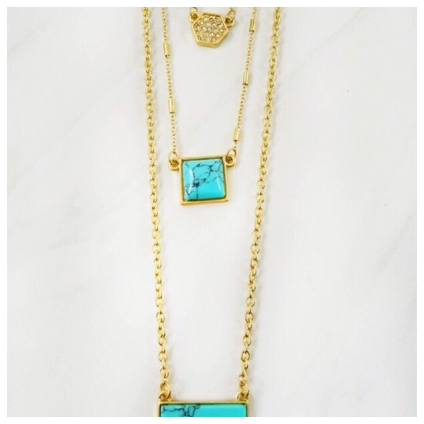 Emma Stone and Pave Tri Layer Necklace - Final Sale