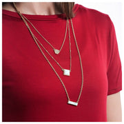 Marble Stone and Pave Tri Layer Necklace - Final Sale