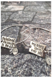 Stackable Wire Bracelets with Inspiring Phrase - Final Sale