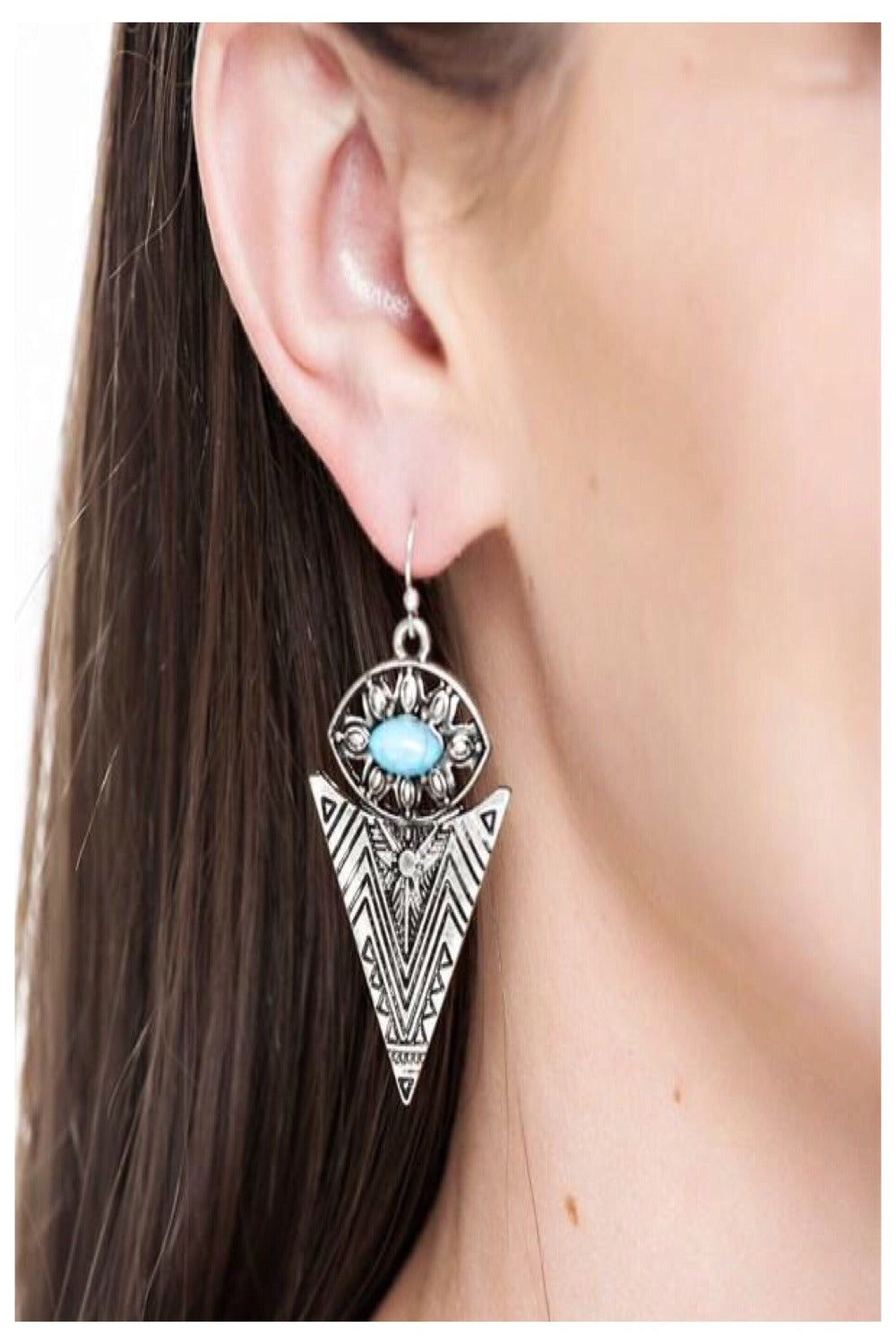 Turquoise Stone Arrowhead Earrings - Final Sale