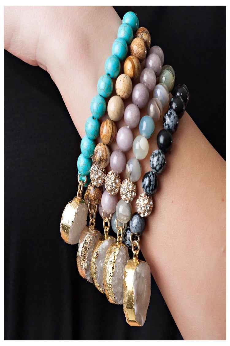 Luxe Stone and Druzy Stretch Bracelets Final Sale modern chic